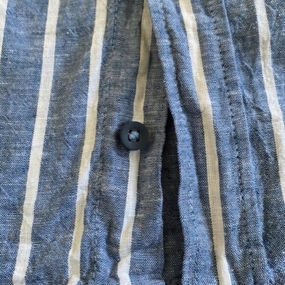 INTIMISSIMI Uomo Blue Striped Linen/Cotton Button Up Shirt XL - Picture 15 of 15